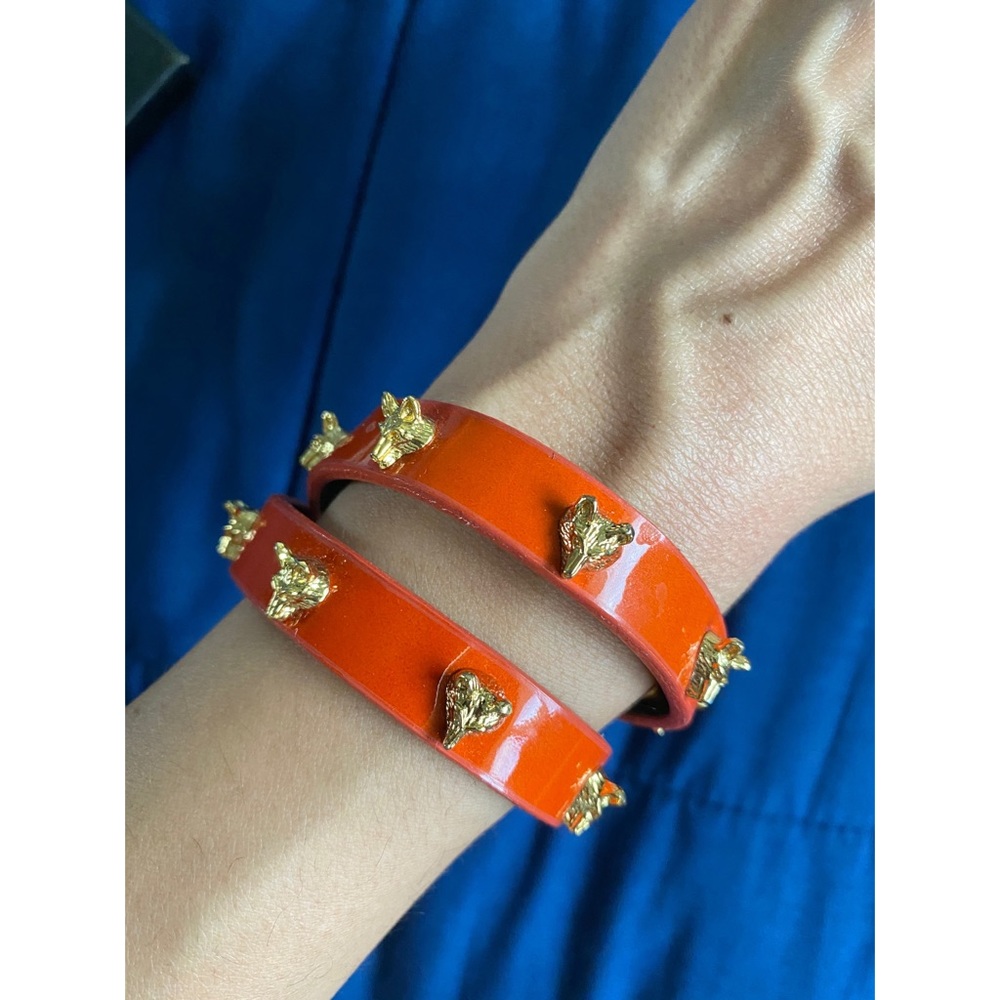 Tory Burch Double wrap Fox head bracelet and matching earrings